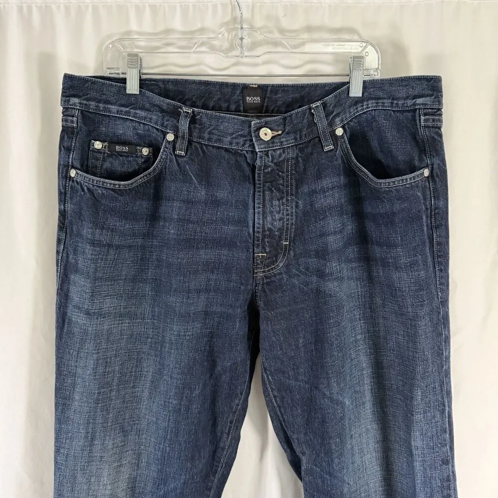 Hugo Boss Jeans Men's 40x34 Dark Wash Blue Denim 5 Pocket Cotton Blend